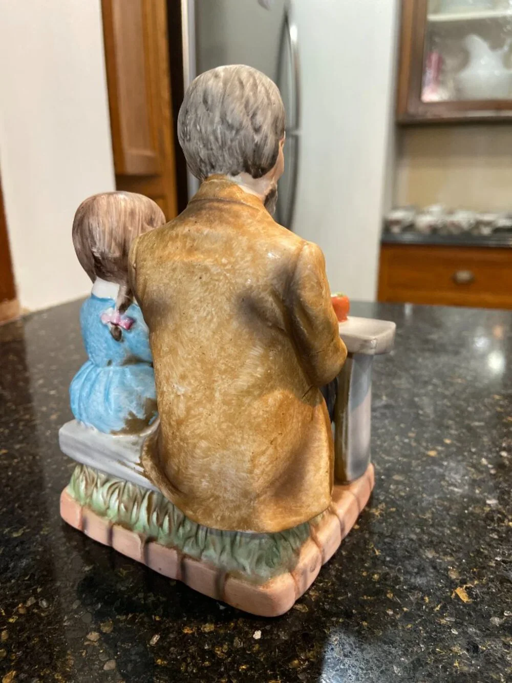 Vintage Norleans Japan Porcelain Old Man & Child Praying Figurine 7